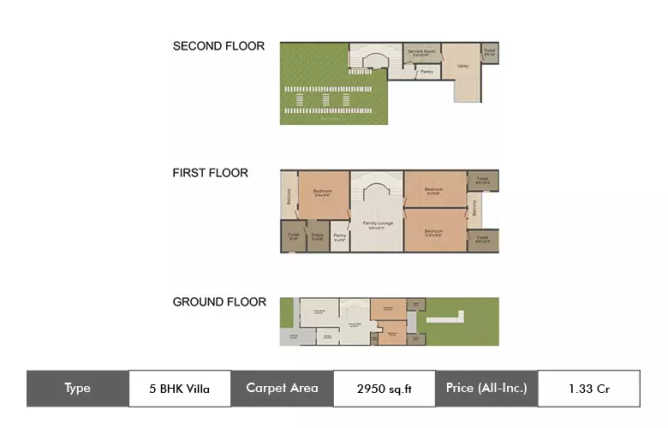 Amrapali Leisure Valley Sector 1 Greater Noida W - Floor plan 5 BHK 2950 Sq.ft