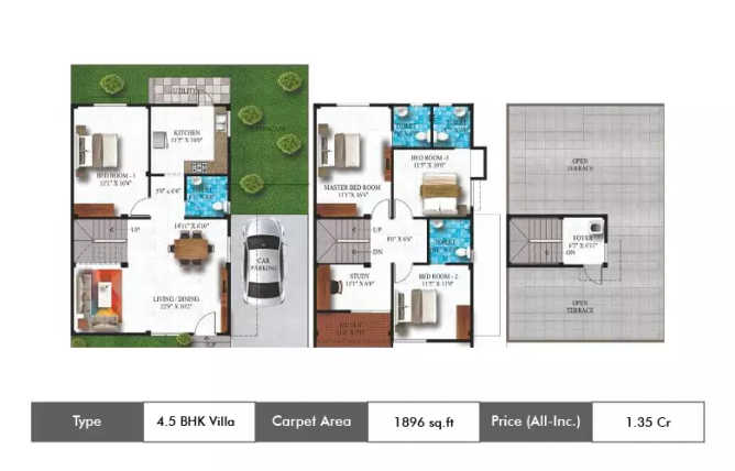 Alliance Humming Gardens Thaiyur - Floor plan 4 BHK 1896 Sq.ft