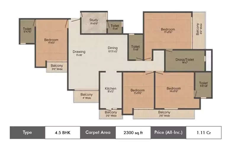 Floor plan for 4.5 BHK