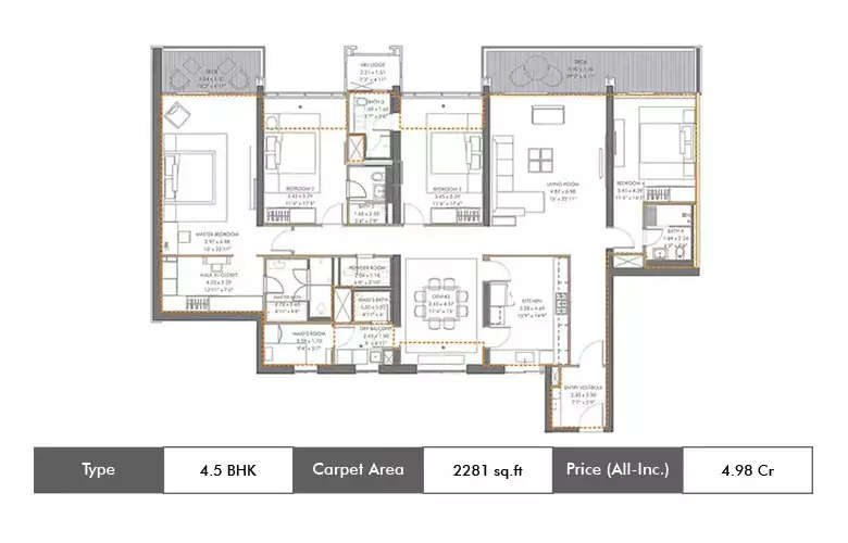 Floor plan for 4.5 BHK
