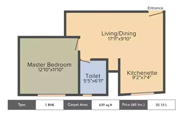 Floor plan for 1 BHK