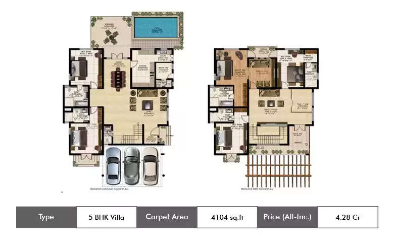 Floor plan for 5 BHK