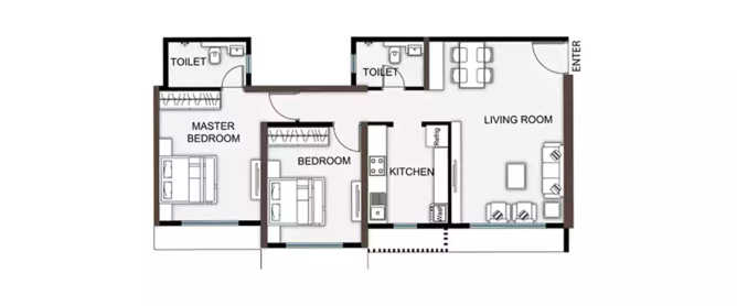 Sheth Avante Kanjurmarg - Floor plan 2 BHK 737 Sq.ft