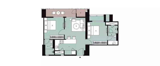 Lodha Altia Wadala - Floor plan 2 BHK 638 Sq.ft