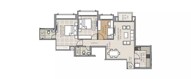 Hiranandani Eagleridge Ghodbunder Road - Floor plan 2.5 BHK 844 Sq.ft
