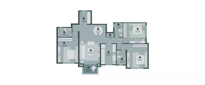 Hiranandani Octavius Egattur - Floor plan 3 BHK 1500 Sq.ft