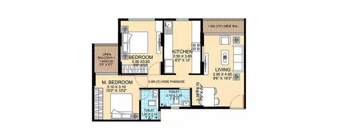 Today Aamod Panvel - Floor plan 2 BHK 548 Sq.ft