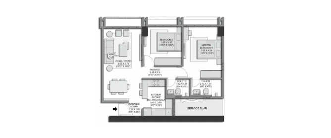 Transcon Passcode All Stars Andheri - Floor plan 2 BHK 625 Sq.ft