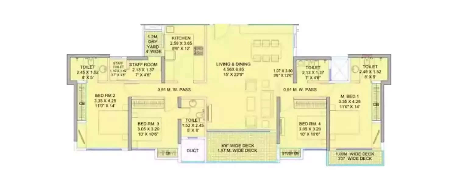 Floor plan for 4 BHK
