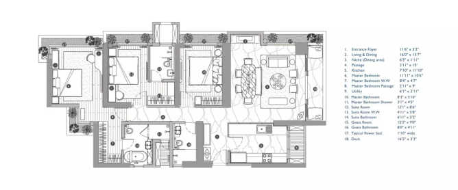 Neelkanth Verraton Ghodbunder Road - Floor plan 3 BHK 1360 Sq.ft