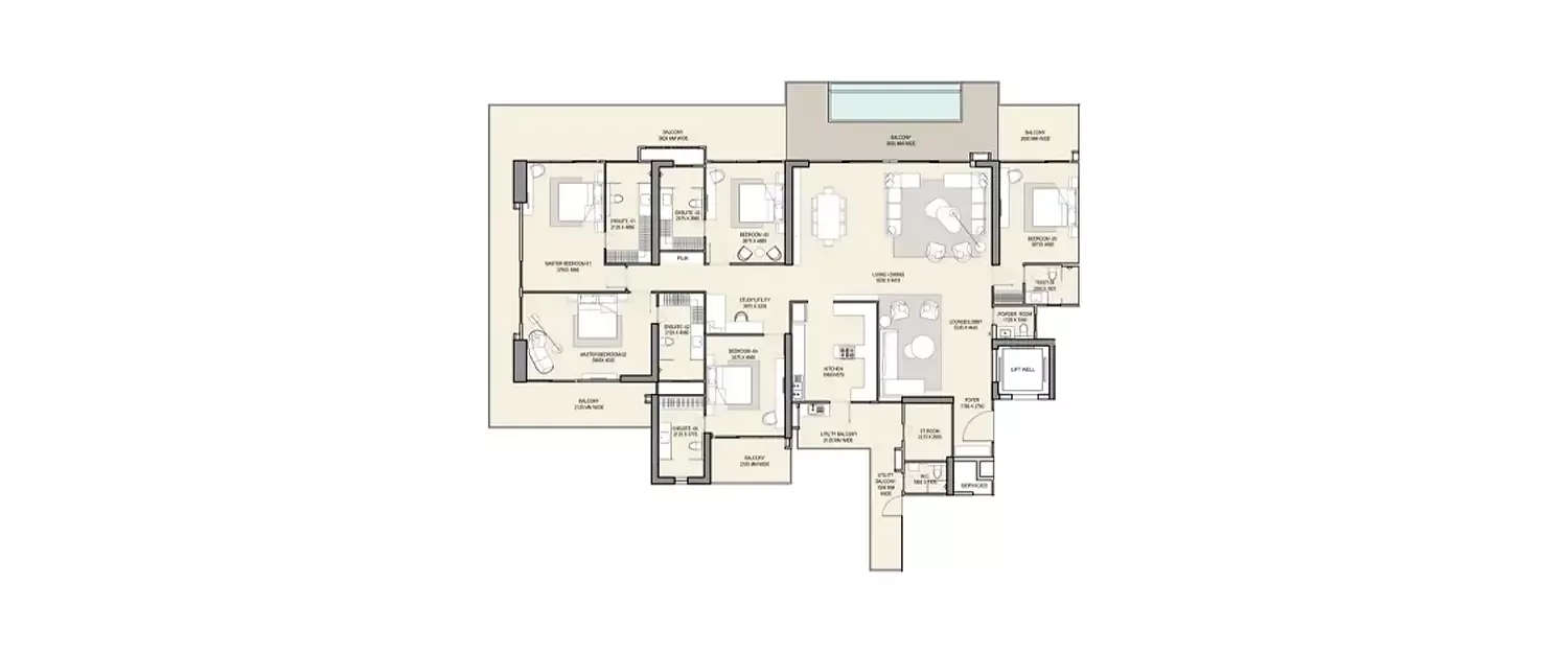 Floor plan for 5 BHK