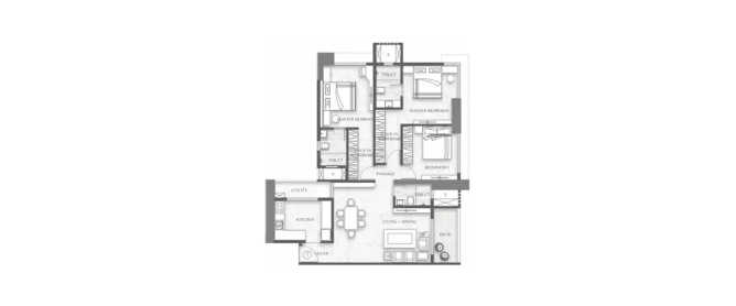 Paradigm Anantaara Borivali - Floor plan 3 BHK  Sq.ft