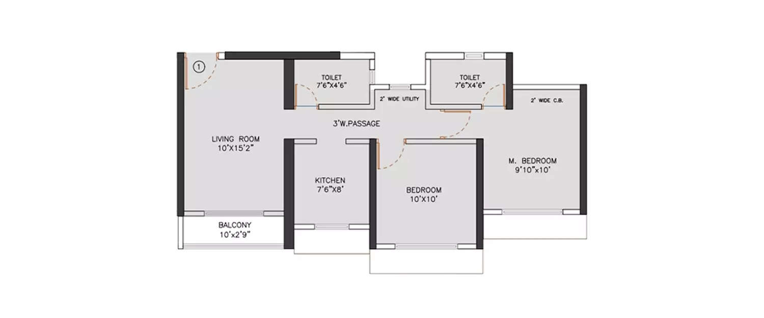 Floor plan for 2 BHK