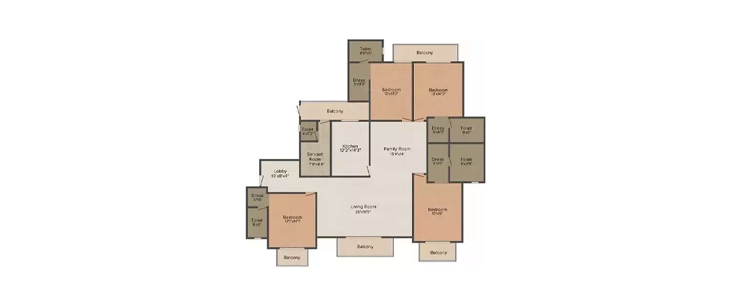 Floor plan for 4 BHK