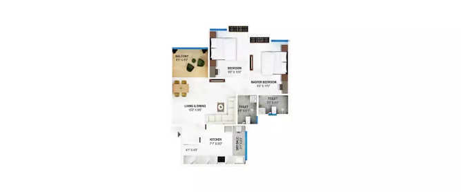 Excellaa Florence Pirangut - Floor plan 2 BHK 597 Sq.ft
