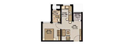 Sobha Meritta, 1 BHK-537 Sq.ft