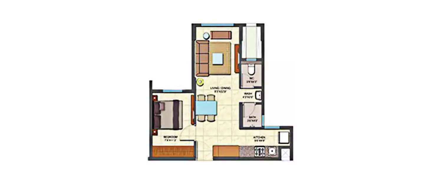 Floor plan for 1 BHK
