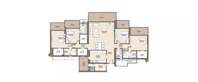 L & T Crescent Bay Parel - Floor plan 4 BHK 2800 Sq.ft