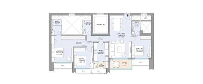 Godrej Horizon Undri - Floor plan 3 BHK 1081 Sq.ft