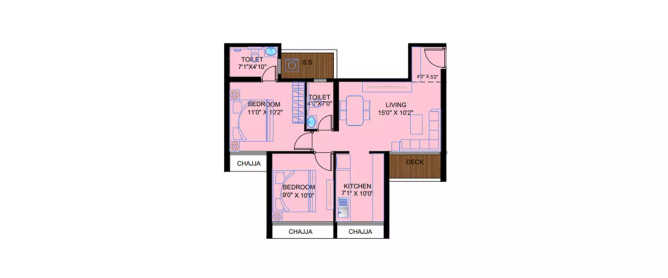 Satyam Peace Of Mind Kharghar - Floor plan 2 BHK 609 Sq.ft