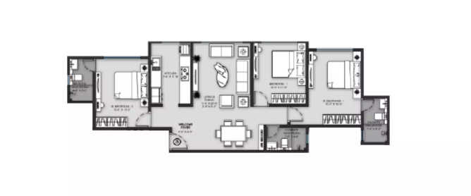 Chandak Insignia Vile Parle - Floor plan 3 BHK 953 Sq.ft