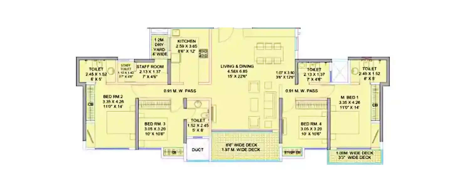 Floor plan for 4 BHK