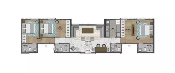 Sugee Atharva Prabhadevi - Floor plan 3 BHK 942 Sq.ft