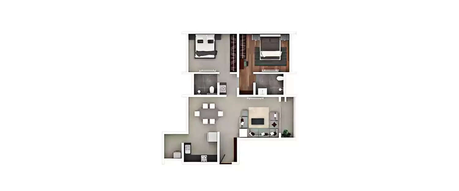 Floor plan for 2 BHK
