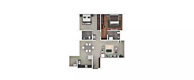 Rohan Iksha Bhoganhalli - Floor plan 2 BHK 804 Sq.ft