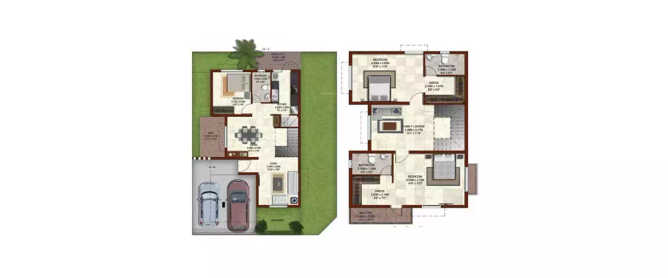 Casagrand Bloom Thirumudivakkam - Floor plan 3 BHK 1951 Sq.ft