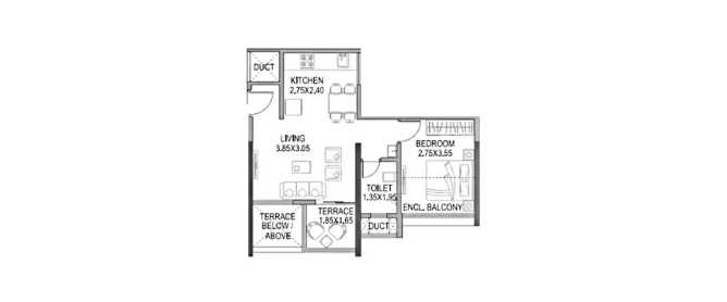 Paranjape Schemes Athashri Synergy Balewadi - Floor plan 1 BHK 429 Sq.ft