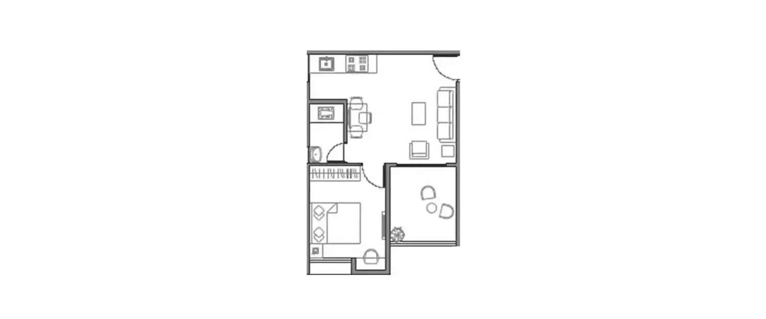 Floor plan for 1 BHK