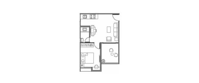 Paranjape Schemes Happiness Hub Varve Khed Shivapur - Floor plan 1 BHK 541 Sq.ft