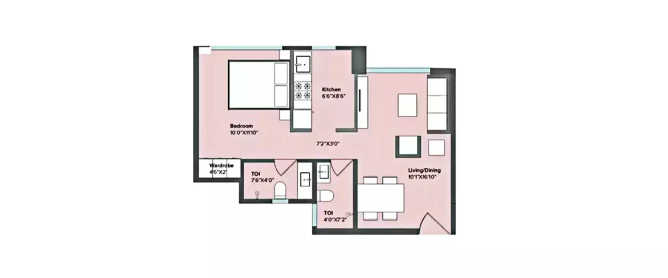 Paranjape Schemes Amruta Deccan Gymkhana - Floor plan 1 BHK 850 Sq.ft