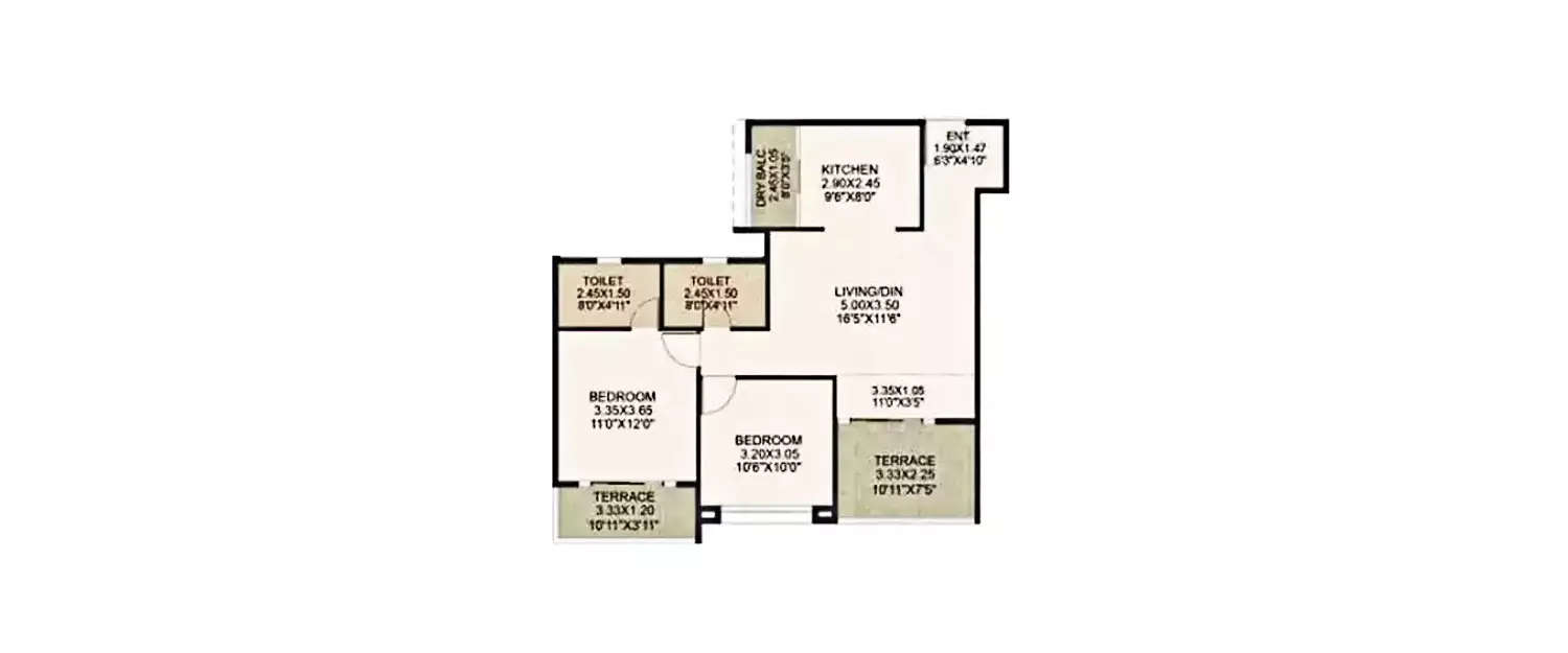 Floor plan for 2 BHK