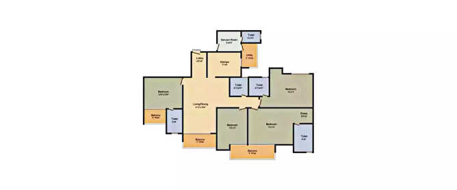 Amrapali Aurum Towers Sector 76 - Floor plan 4 BHK 2135 Sq.ft