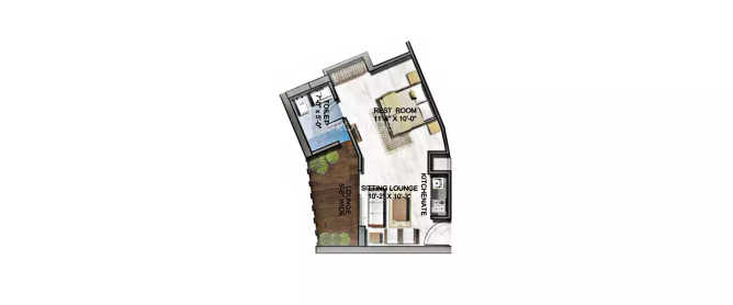 Supertech North Eye Sector 74 - Floor plan 1 BHK 520 Sq.ft