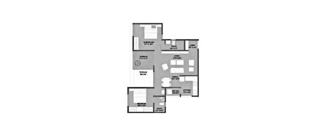 Malpani Cereza Punawale - Floor plan 2 BHK 710 Sq.ft