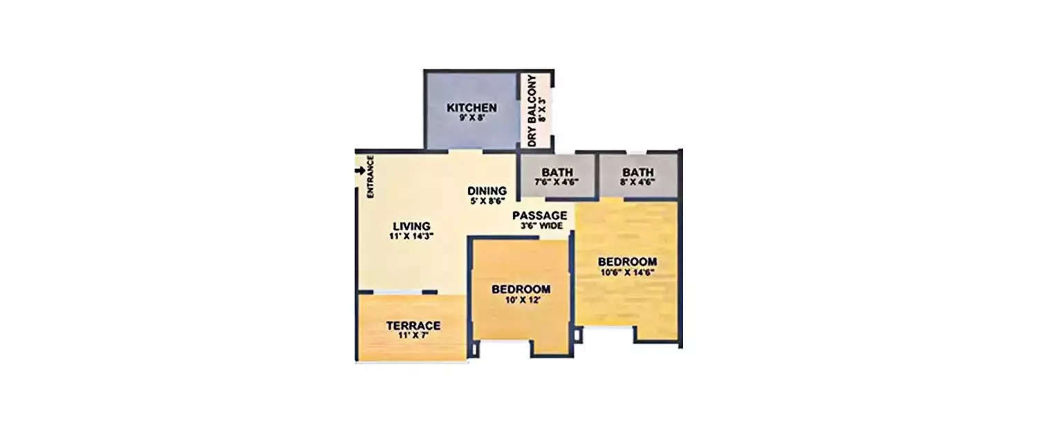 Floor plan for 2 BHK