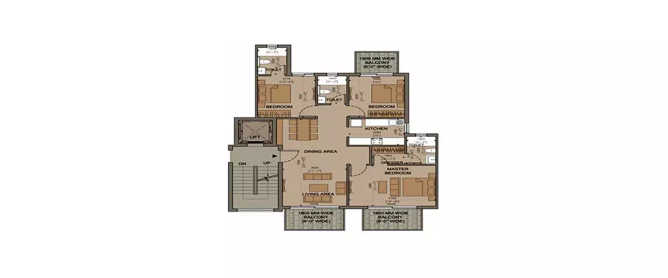 Supertech Defence Floors Sector 79 Gurgaon - Floor plan 3 BHK 1471 Sq.ft