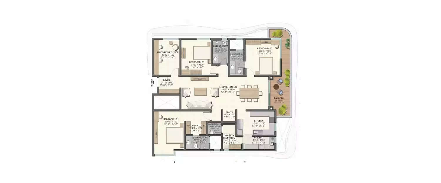 Floor plan for 3.5 BHK