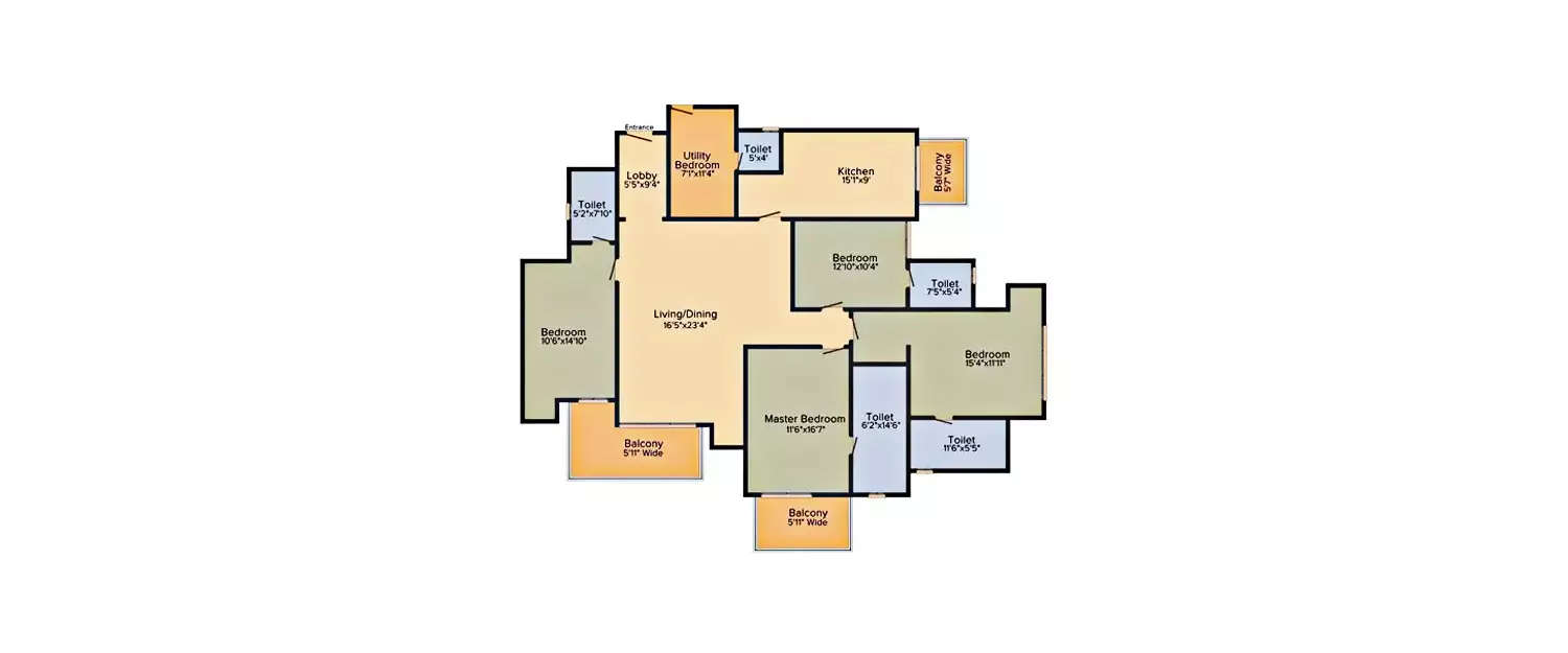Floor plan for 4 BHK