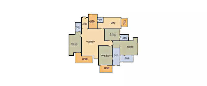DLF Park Place Sector 54 Gurgaon - Floor plan 4 BHK 2677 Sq.ft