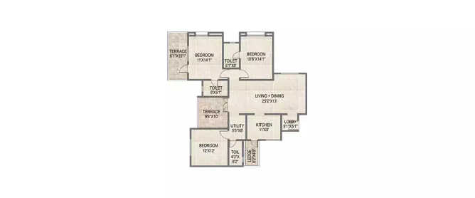 Paranjape Schemes Saptagiri Baner - Floor plan 3 BHK 1648 Sq.ft