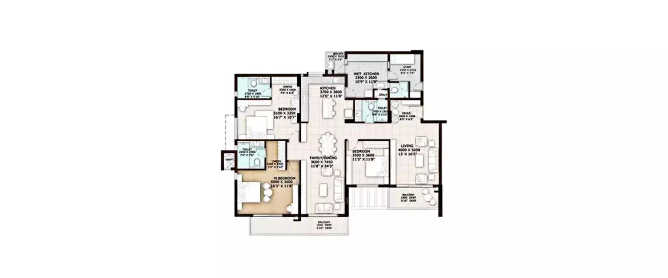 Vajram Tiara Yelahanka - Floor plan 3 BHK 1848 Sq.ft