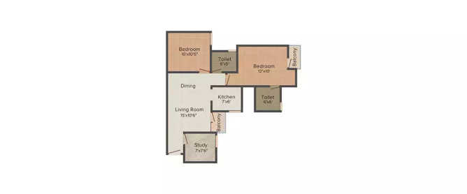 Amrapali Dream Valley Techzone IV Greater Noida W - Floor plan 2.5 BHK 920 Sq.ft