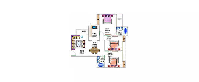Amrapali Castle Sector CHI V Greater Noida - Floor plan 3 BHK 1325 Sq.ft