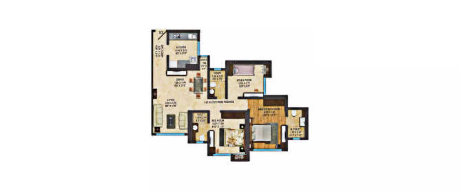 Acme Oasis Kandivali - Floor plan 3 BHK 1016 Sq.ft