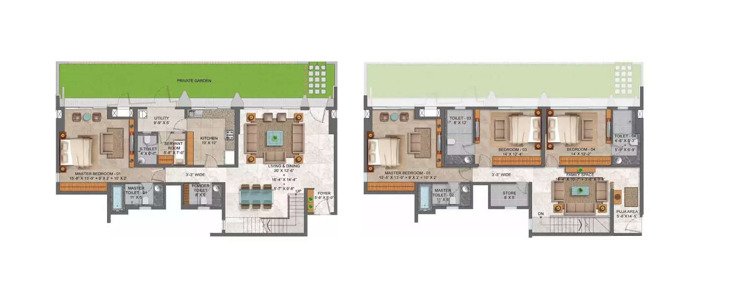 Floor plan for 4 BHK