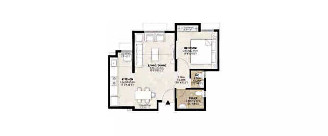 Mahindra Happinest Palghar 2 Palghar - Floor plan 1 BHK 390 Sq.ft